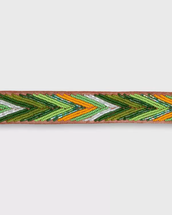 Best Sid Mashburn 1.25" African Beaded Belt Mango/Green Arrow