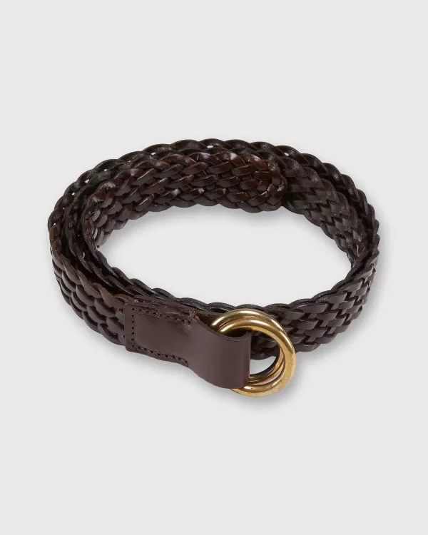 Best Sale Sid Mashburn 1" Woven O-Ring Belt Chocolate Leather