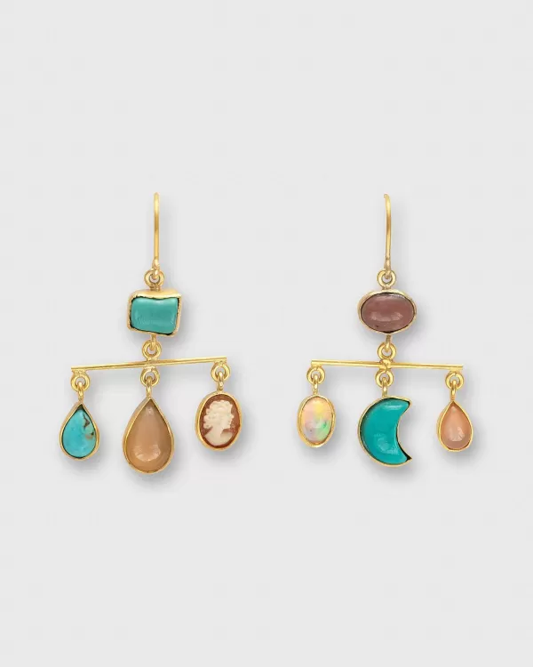 Shop Grainne Morton Balance Drop Earrings Taupe/Turquoise