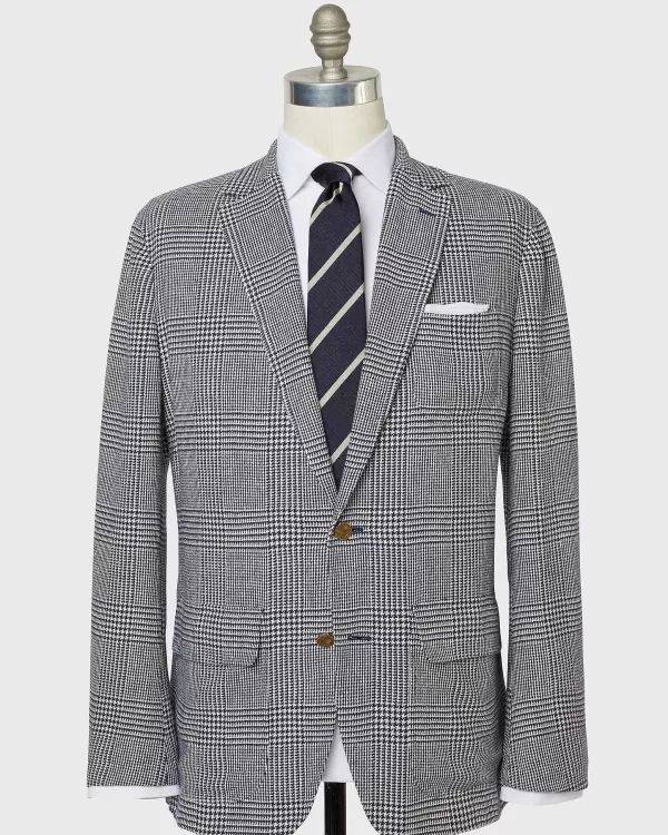 Hot Sid Mashburn Ghost Blazer Navy/Bone Glen Plaid Hopsack