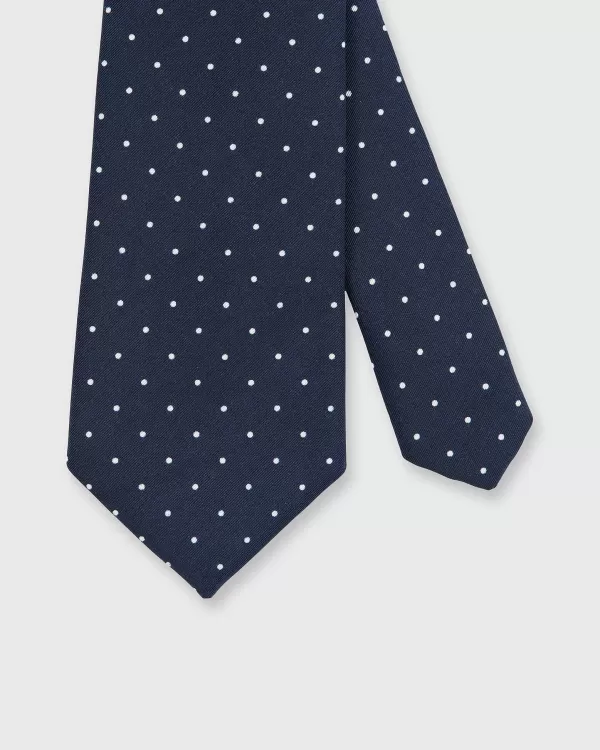 Store Atkinsons Irish Poplin Tie Navy/White Dot