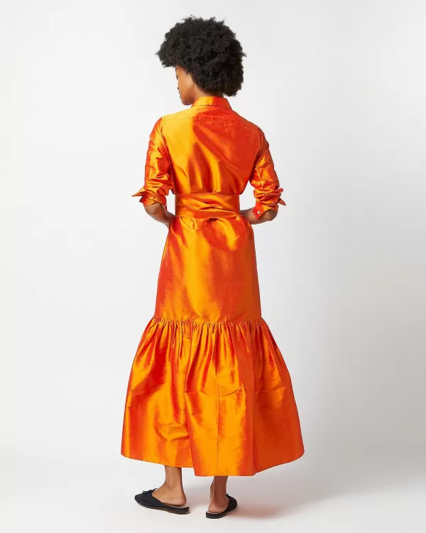 Shop Ann Mashburn Manon Dress Tangerine Silk Shantung