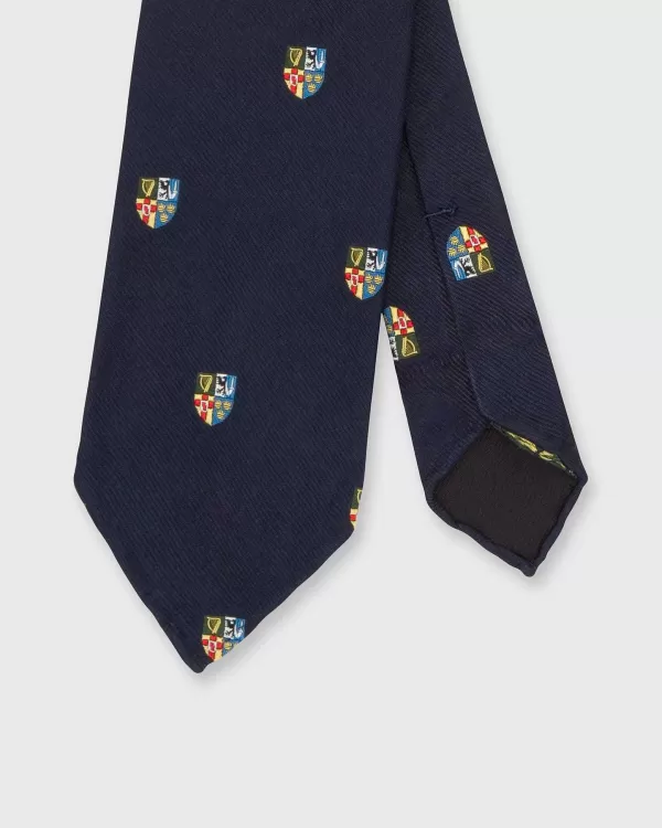 Store Atkinsons Silk Repp Club Tie Navy/Blue/Gold Crest