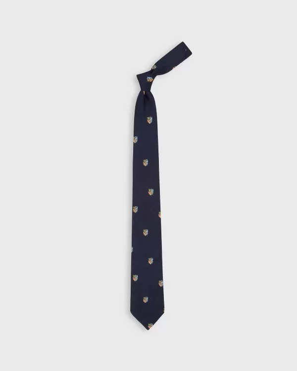 Store Atkinsons Silk Repp Club Tie Navy/Blue/Gold Crest