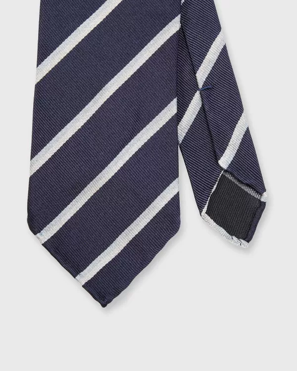 Best Sale Atkinsons Silk Repp Tie Navy/Sky/White Stripe