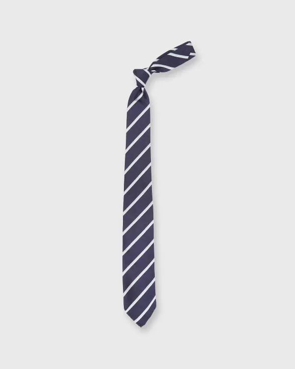 Best Sale Atkinsons Silk Repp Tie Navy/Sky/White Stripe