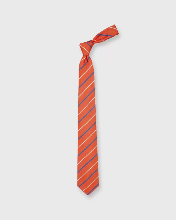 Best Sale Sid Mashburn Silk Woven Tie Orange/Blue/White Stripe