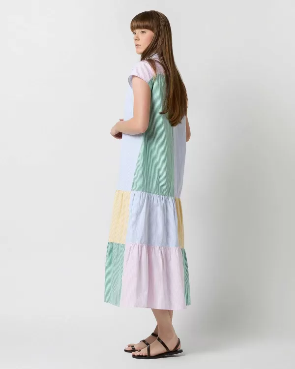 Best Ann Mashburn Sophia Dress Multi Mixed Stripe Poplin