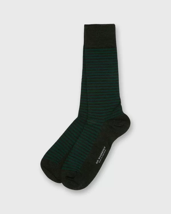 Shop Sid Mashburn Striped Trouser Dress Socks Charcoal/Petrol Extra Fine Merino