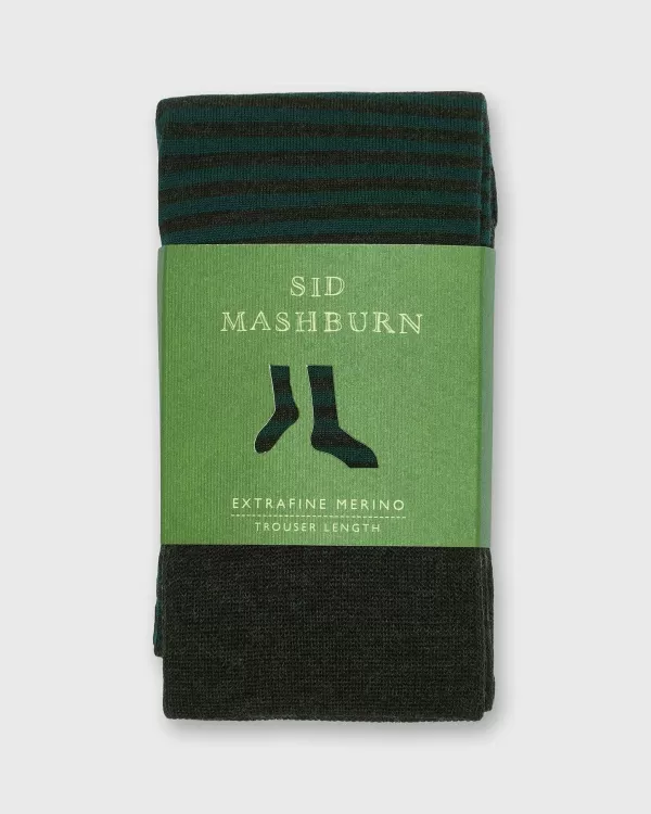 Shop Sid Mashburn Striped Trouser Dress Socks Charcoal/Petrol Extra Fine Merino