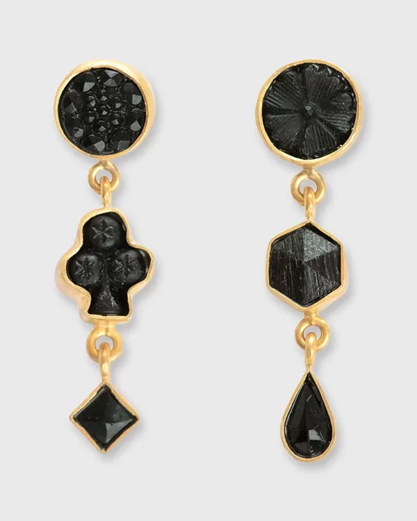 Store Grainne Morton Three Charm Moving Drop Earrings Black